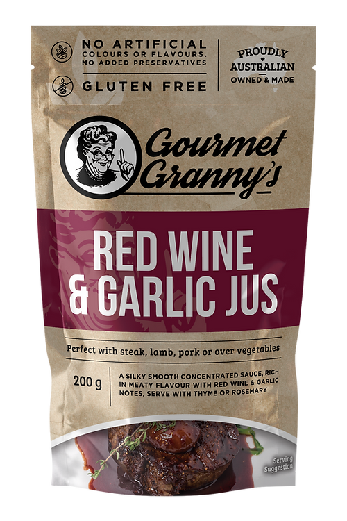 Gourmet Grannys Red Wine & Garlic Jus Sauce GF 200g