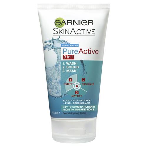 Garnier Pure Active Anti Acne 3 in 1 Wash Scrub & Mask 150ml