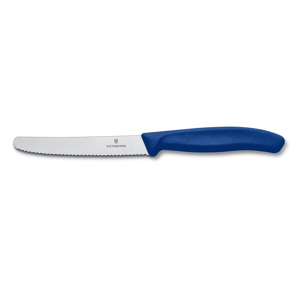 Victorinox Steak & Tomato Knife 11cm Round Tip Wavy Edge Blue