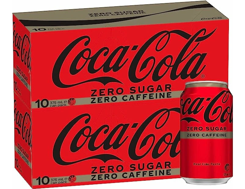Coca Cola Cans No Sugar Caffeine Free 375ml 10pk