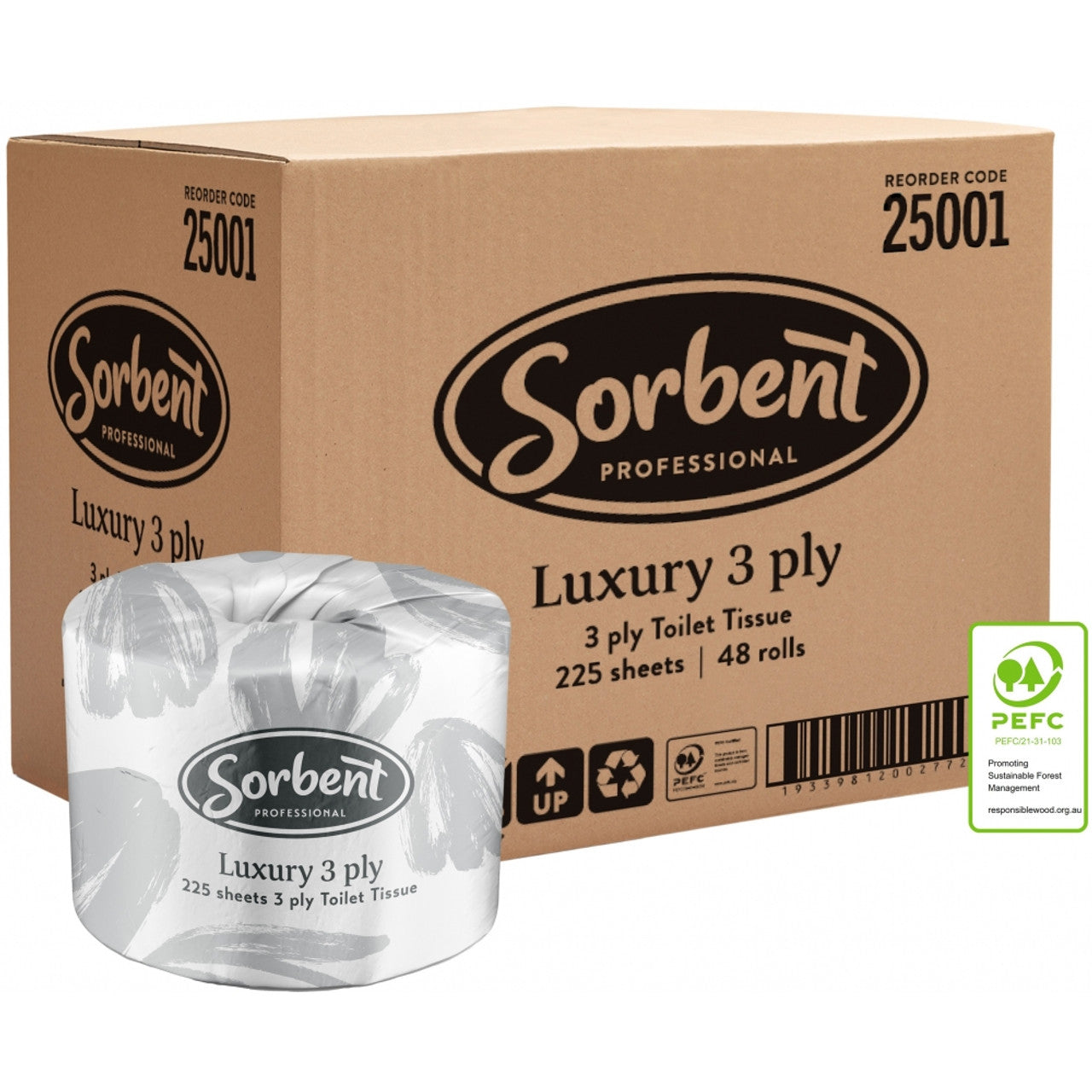 Sorbent Professional Luxury 3ply 225sh Toilet Paper 48pk