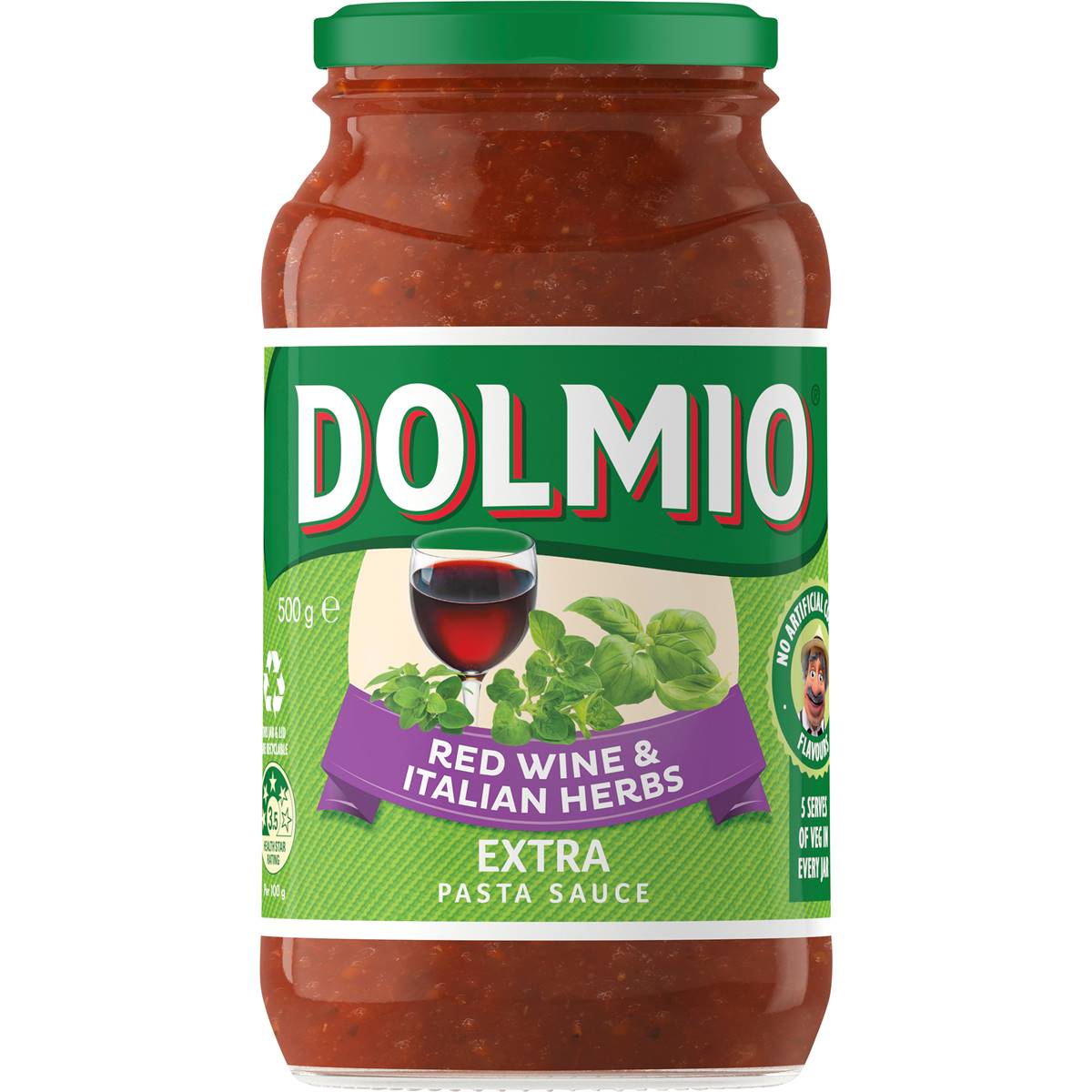 Dolmio Extra Pasta Sauce Red Wine & Italian Herbs 500g