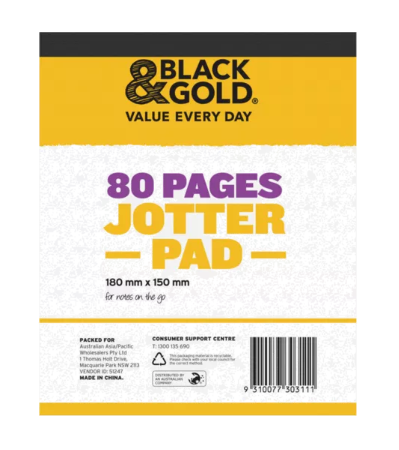 Black & Gold Jotter Pad 80 pages