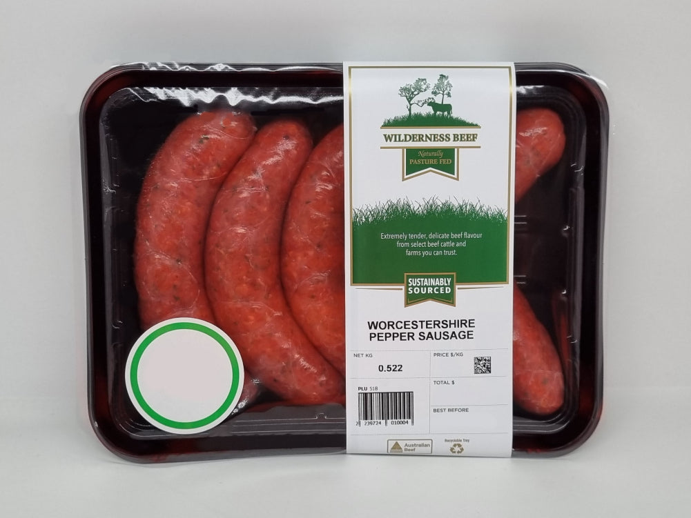 Wilderness Beef Worcestershire Pepper Sausages 530g