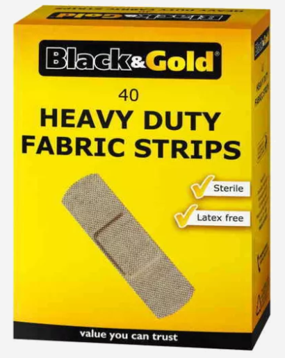Black & Gold Fabric Strips Heavy Duty 40pk