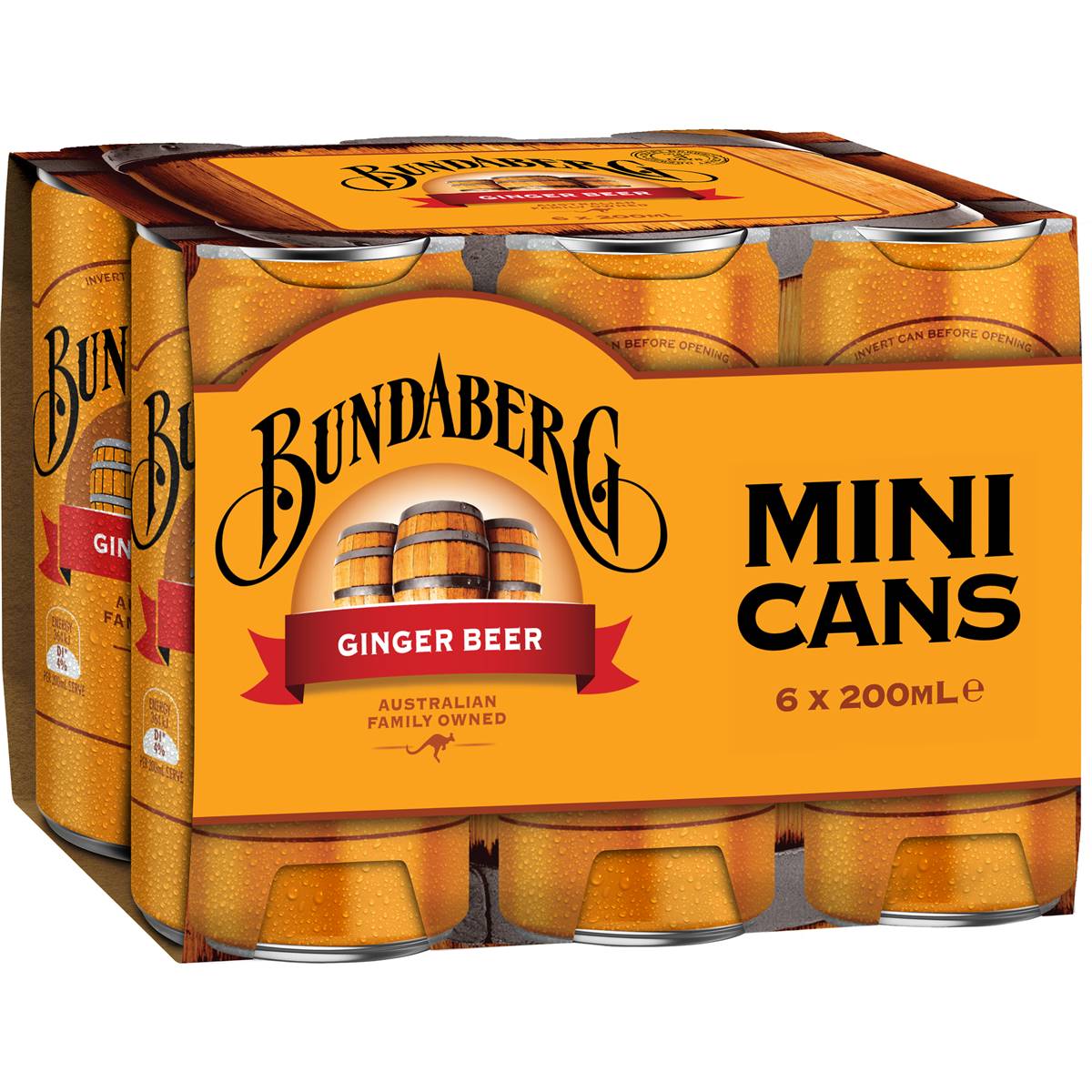 Bundaberg Mini Cans Ginger Beer 200ml 6pk
