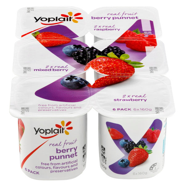 Yoplait Berry Punnet Yoghurt Multipack 160g 6pk