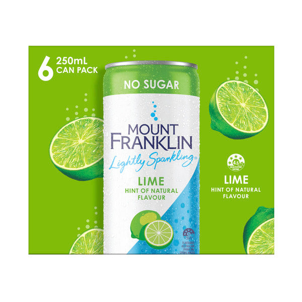 Mount Franklin Lightly Sparkling Water Lime No Sugar 6pk