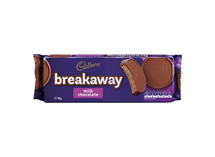 Cadbury Breakaway Milk Chocolate Biscuits 180g