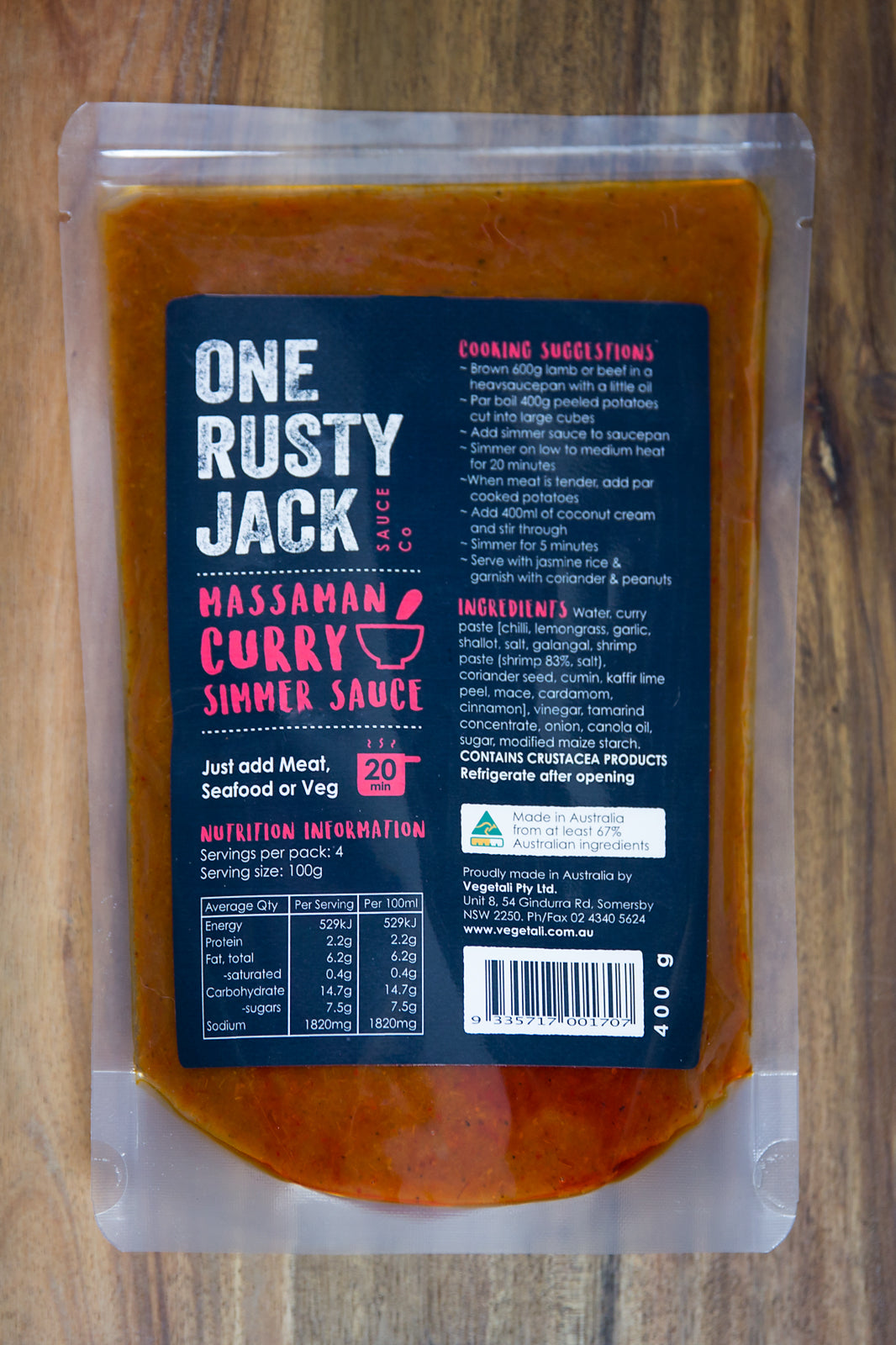 One Rusty Jack Massaman Curry Simmer Sauce 400g