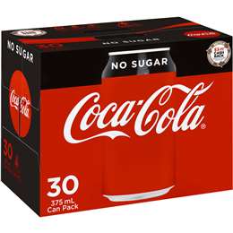 Coca Cola Cans Coke No Sugar 375ml 24pk