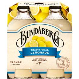 Bundaberg Bottles Traditional Lemonade 375ml 4pk