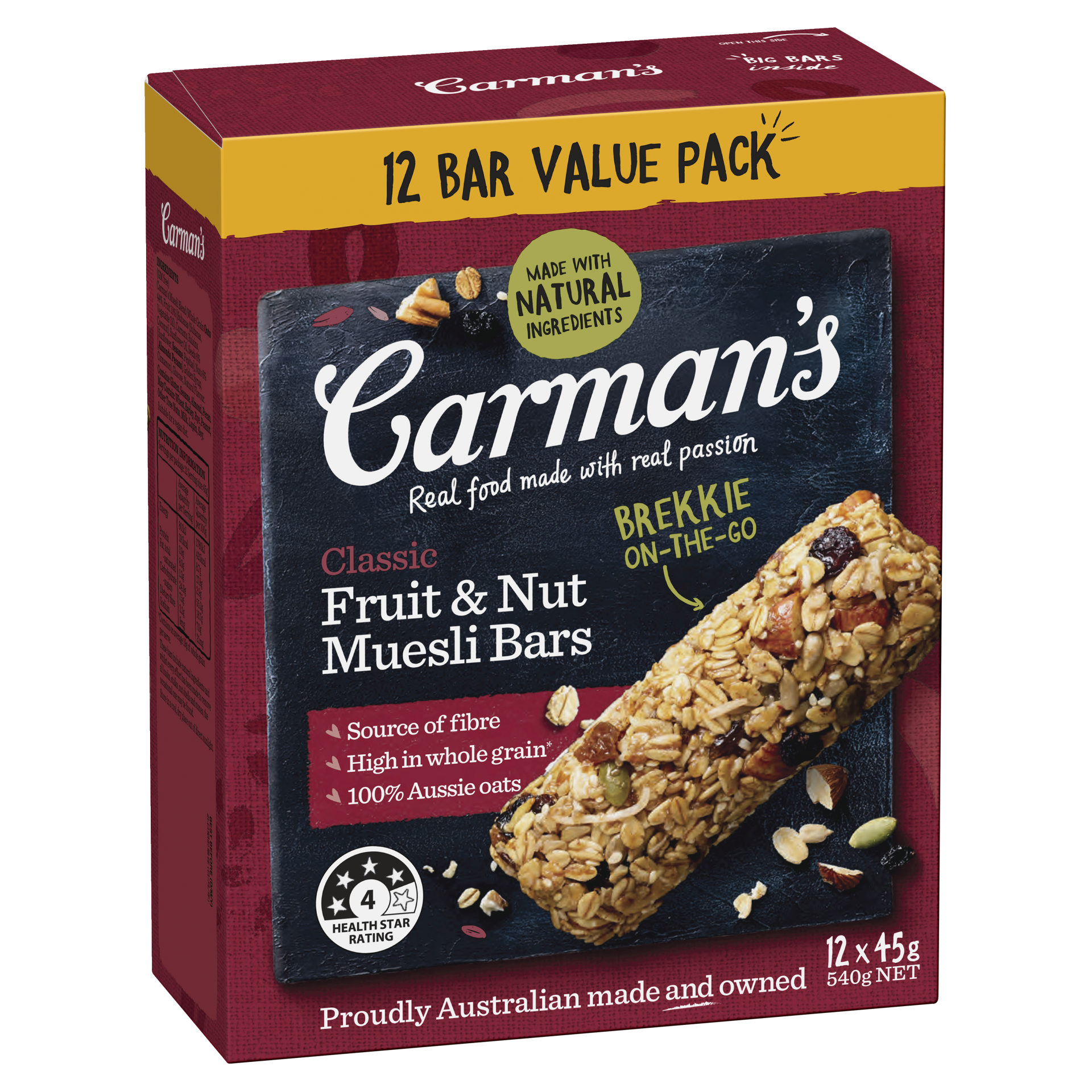 Carmans Muesli Bar Classic Fruit & Nut 12pk