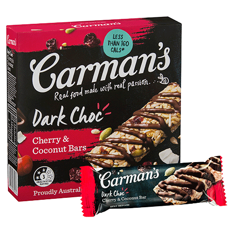 Carmans Nut Bar Cherry & Coconut 5pk 210g