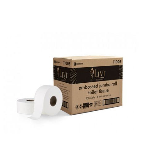 Livi Essentials Embossed Jumbo 2ply Toilet Paper 8pk