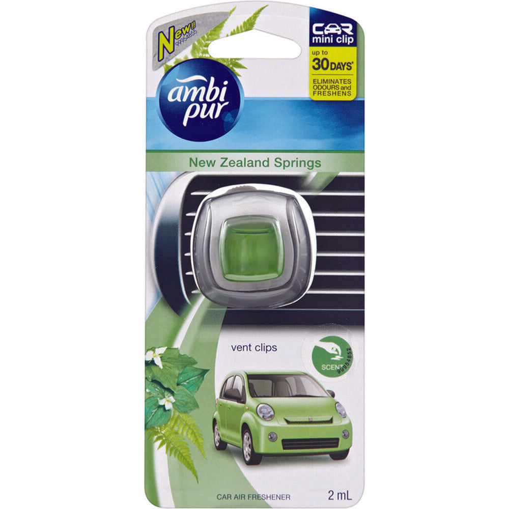 Ambi Pur Mini Clip Car Air Freshner New Zealand Springs 2ml
