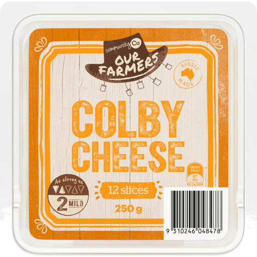 Community Co Cheese Slices Colby 12pk 250g