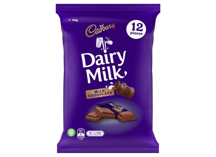 Cadbury Sharepack Dairy Milk 12pk 144g