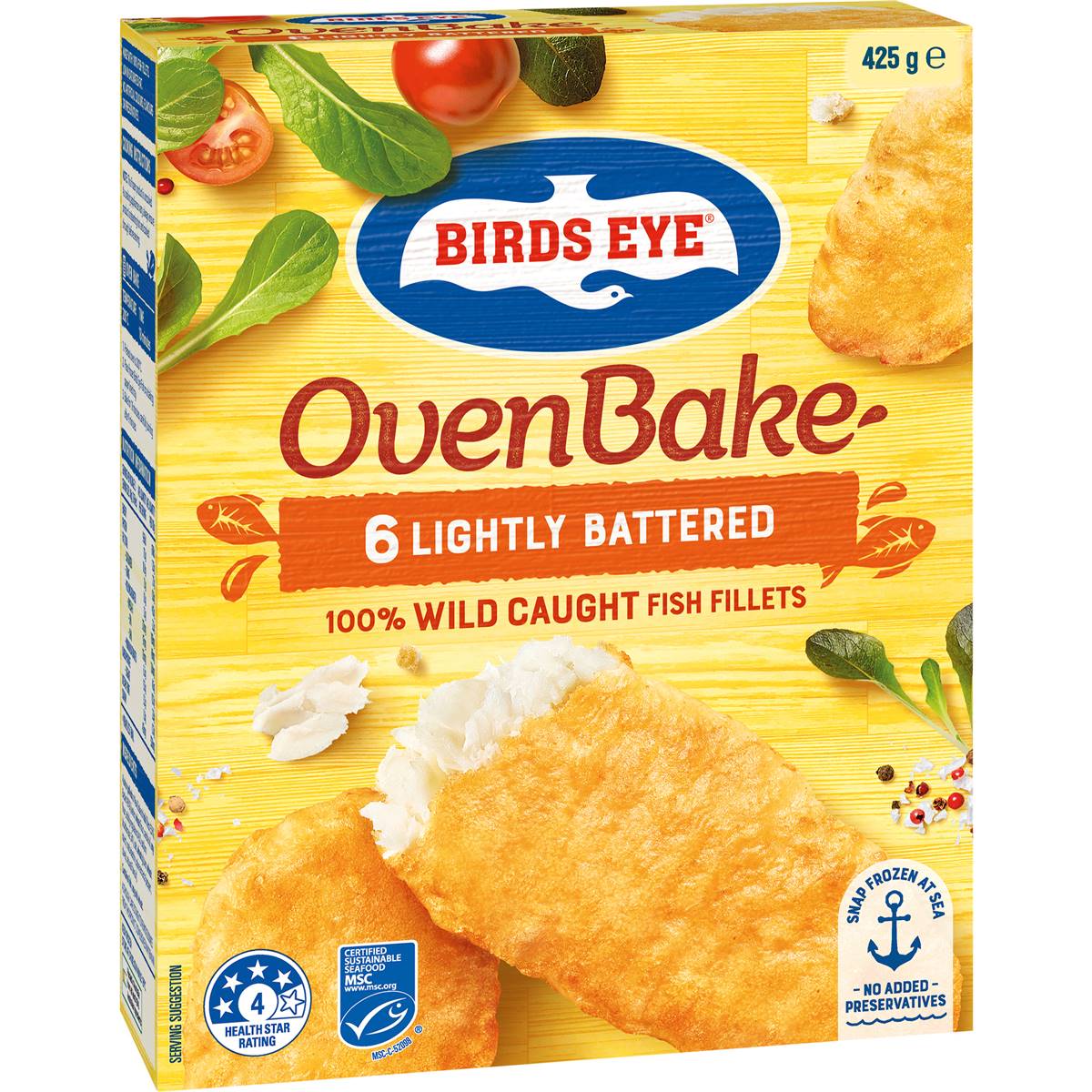 Birds Eye Fish Fillets Lightly Battered 6pk 425g