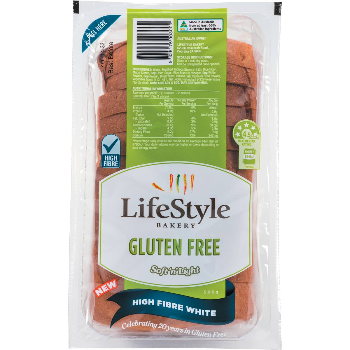 LifeStyle Soft N Light Loaf High Fibre White GF 500g