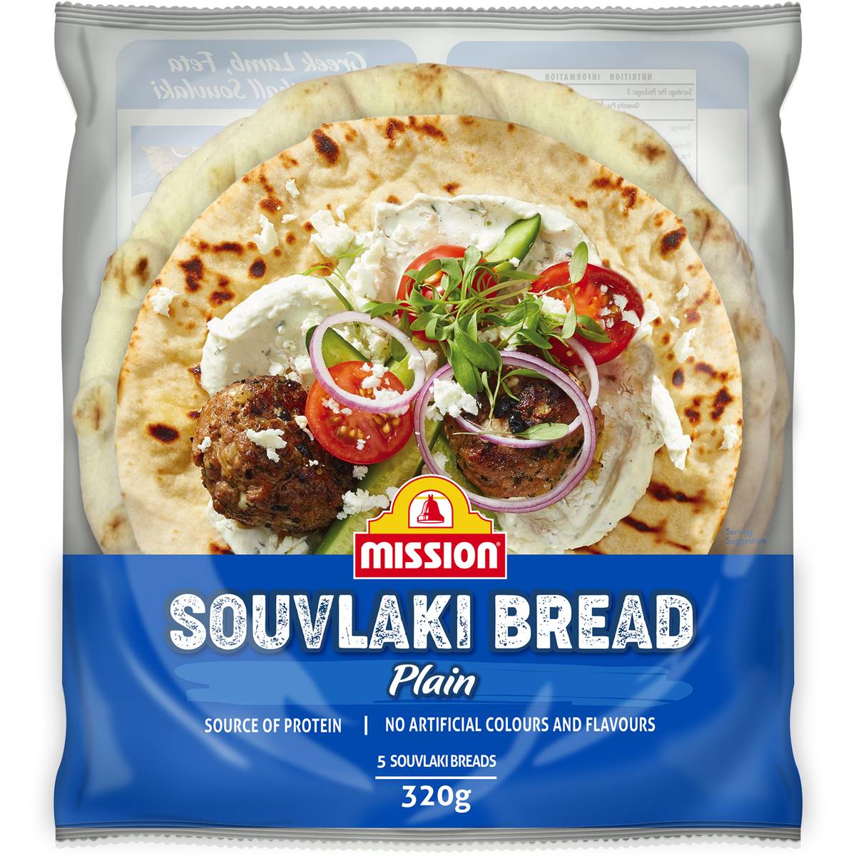 Mission Souvlaki Bread Plain 5pk 320g