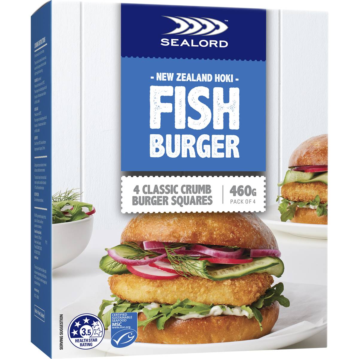 Sealord Hoki Fish Burger Classic Crumb 4pk 460g