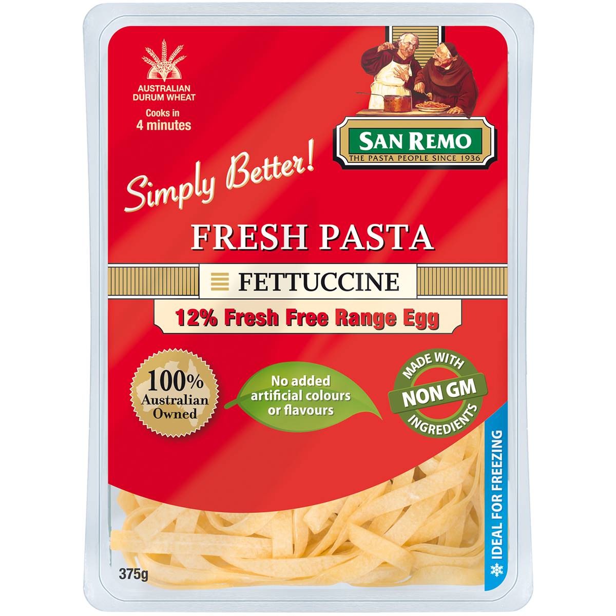 San Remo Fresh Pasta Egg Fettucine 375g