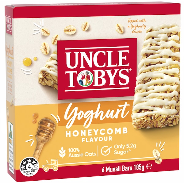 Uncle Tobys Muesli Bar Yoghurt Honeycomb 6pk 185g