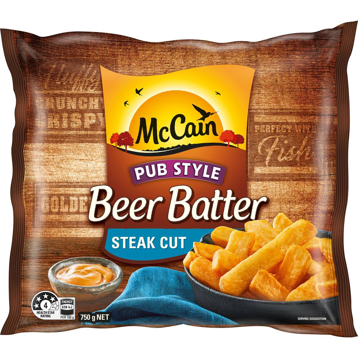 McCain Beer Battered Chips Steak Cut 750g