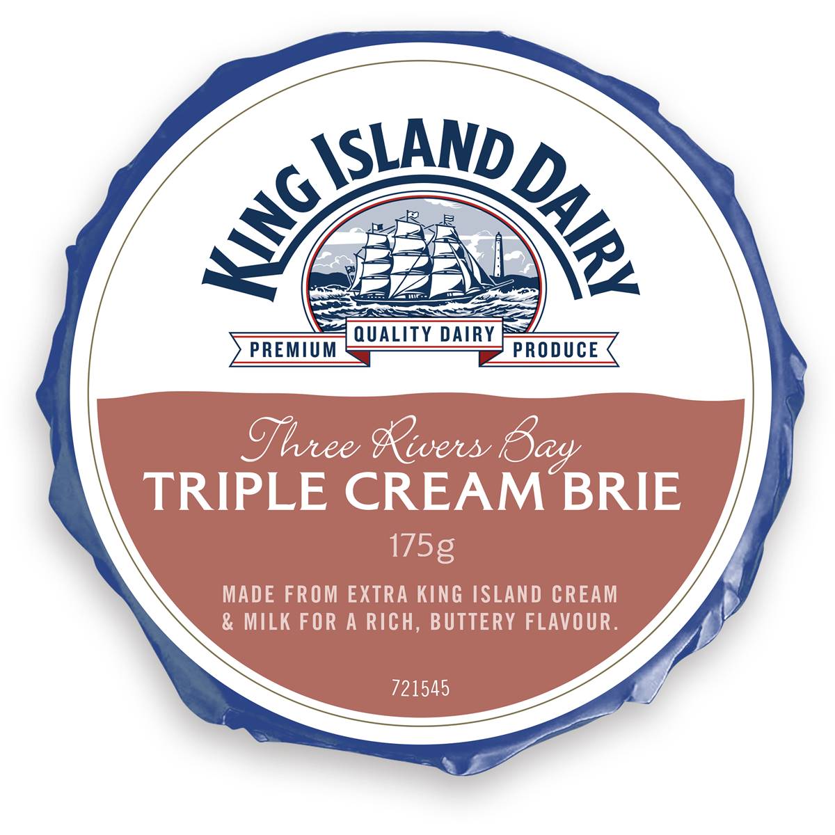 King Island Dairy 3 Rivers Bay Triple Cream Brie Cheese 175g