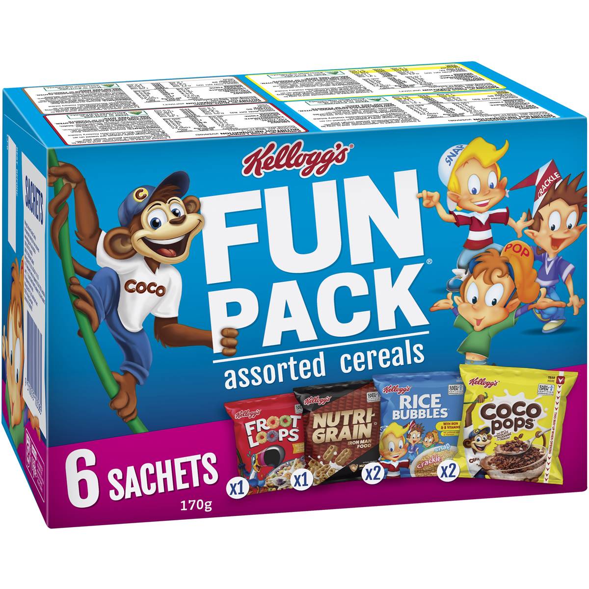 Kelloggs Fun Pack Assorted Cereals 6pk 170g