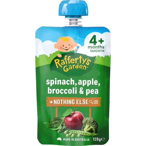 Raffertys Garden Spinach Broccoli Apple & Pea 4mth+ 120g