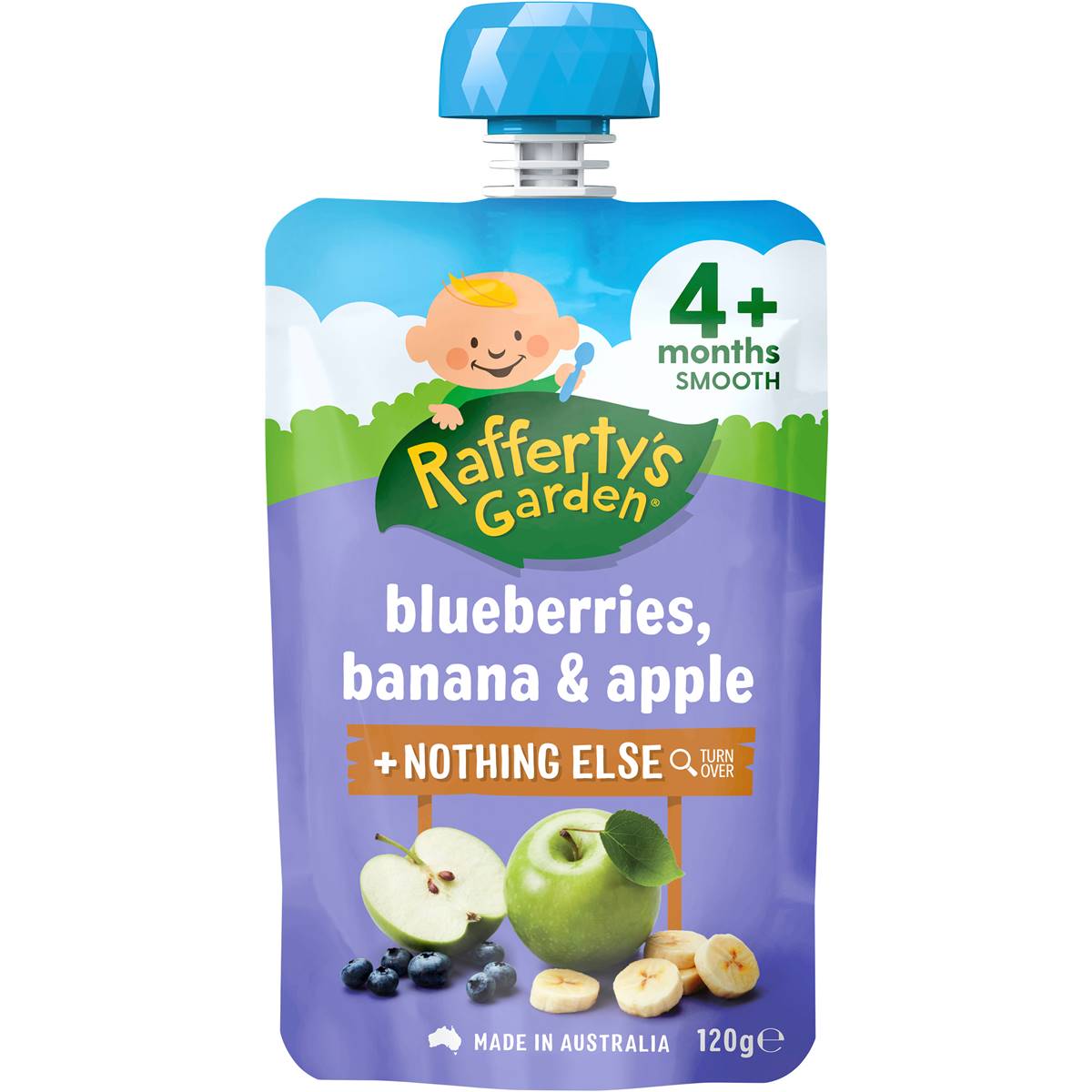 Raffertys Blueberry Banana & Apple 4mths+ 120g