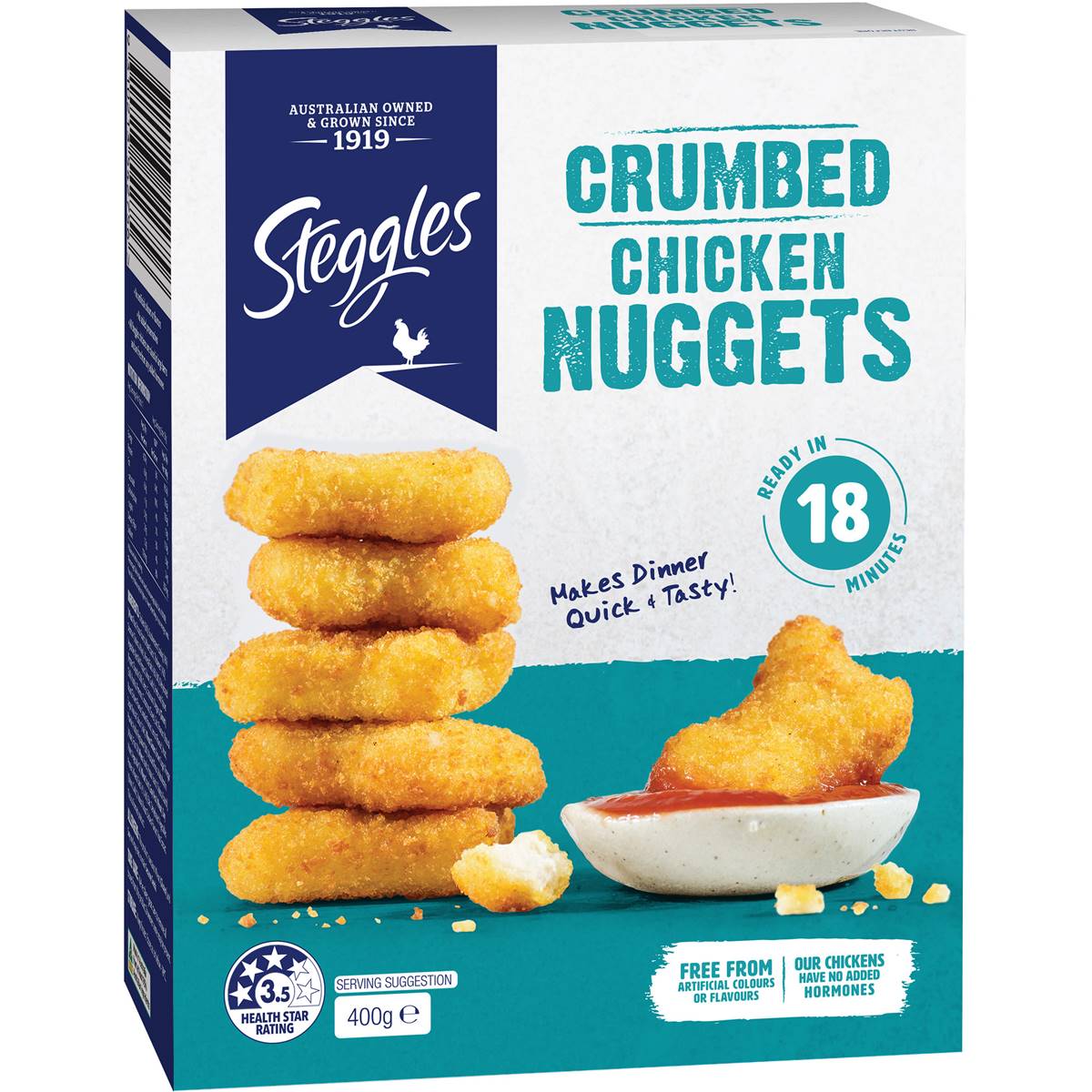 Steggles Chicken Breast Nuggets Crumbed 400g