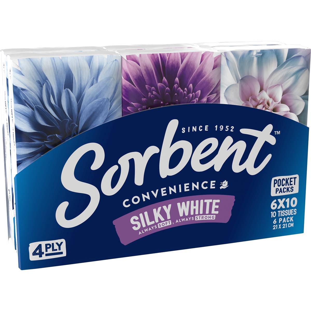 Sorbent Pocket Tissues 4ply 6pk