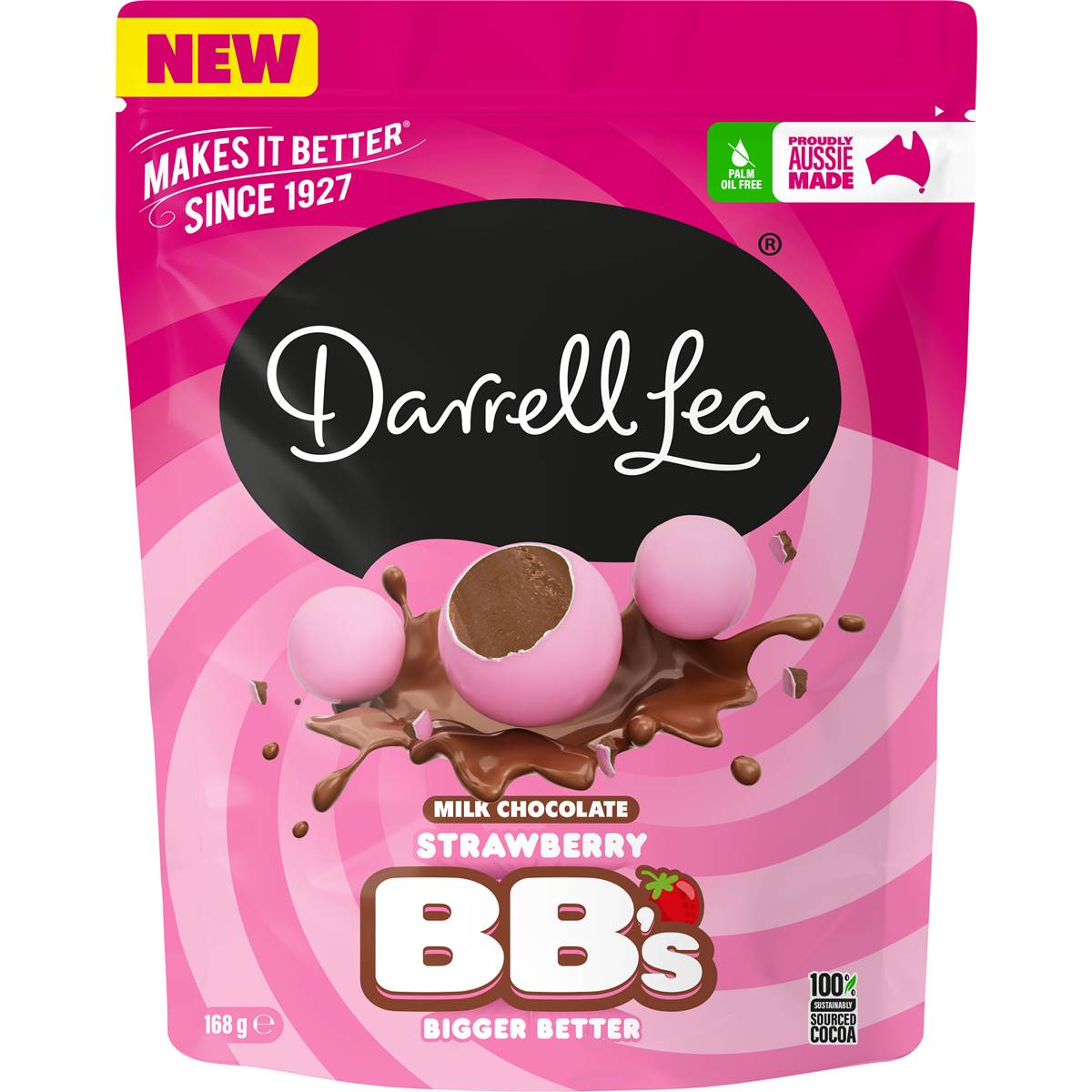 Darrell Lea Strawberry Milk Chocolate Balls 168g