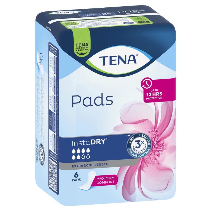 Tena Pads Instadry Extra Long Length 6pk