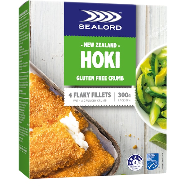 Sealord New Zealand Hoki Flaky Fillets Gluten Free 4pk 300g