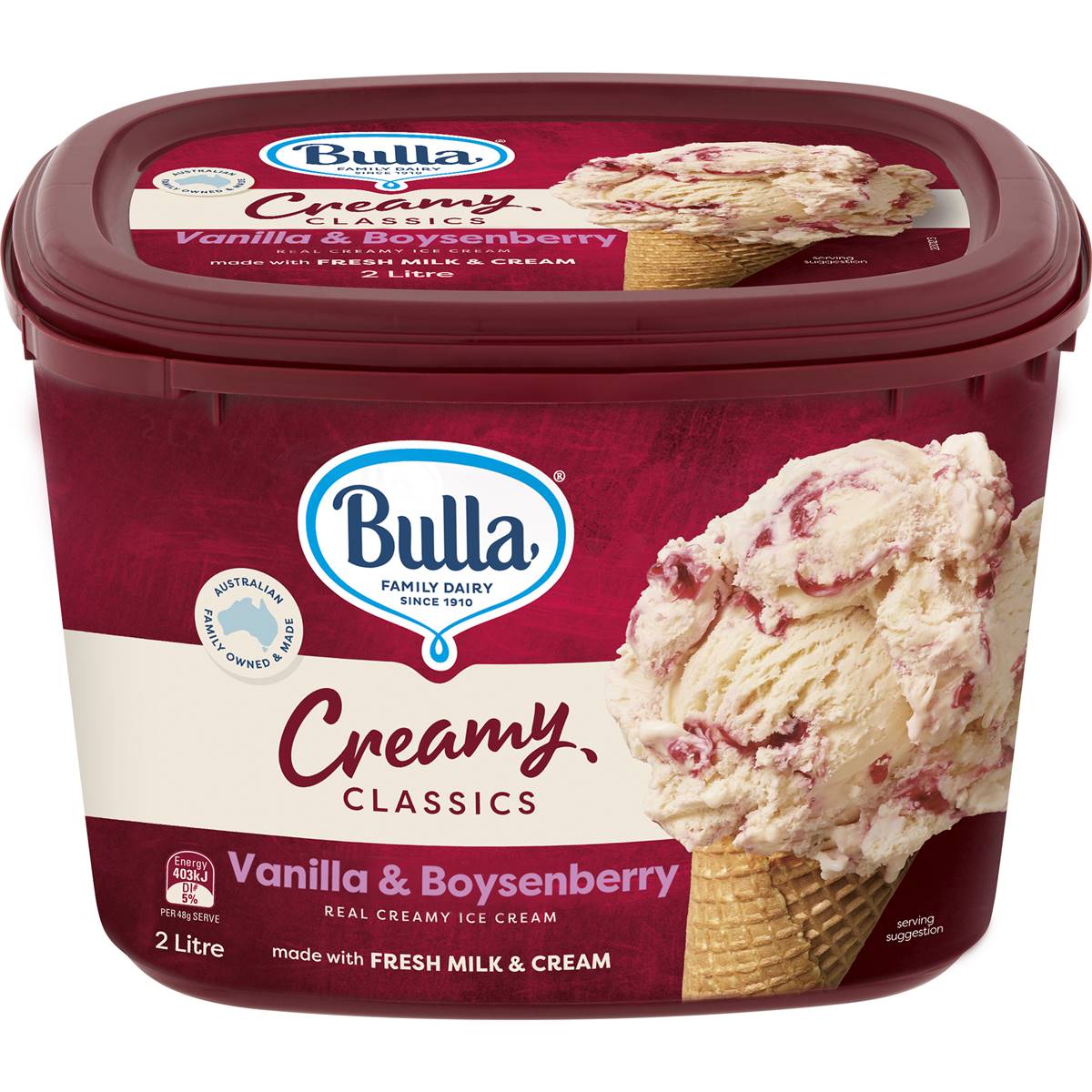 Bulla Ice Cream Vanilla & Boysenberry 2L