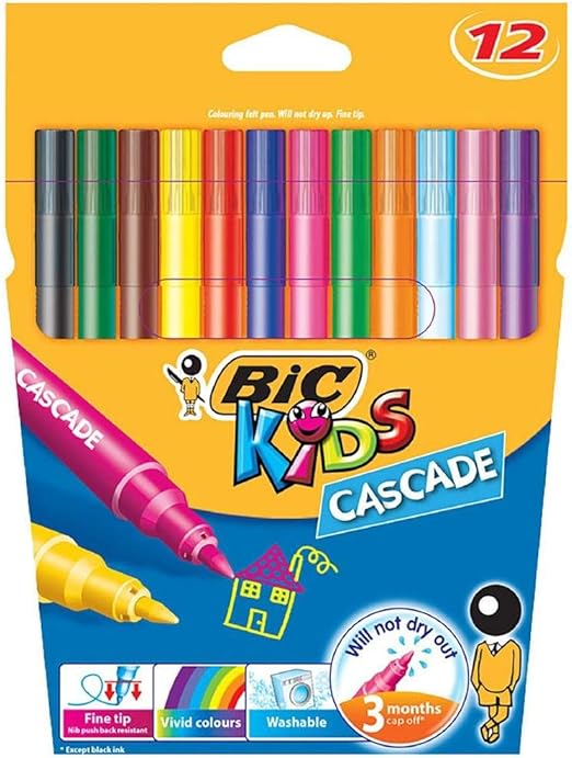 Bic Cascade Kids Colouring Pens Medium Point 12pk