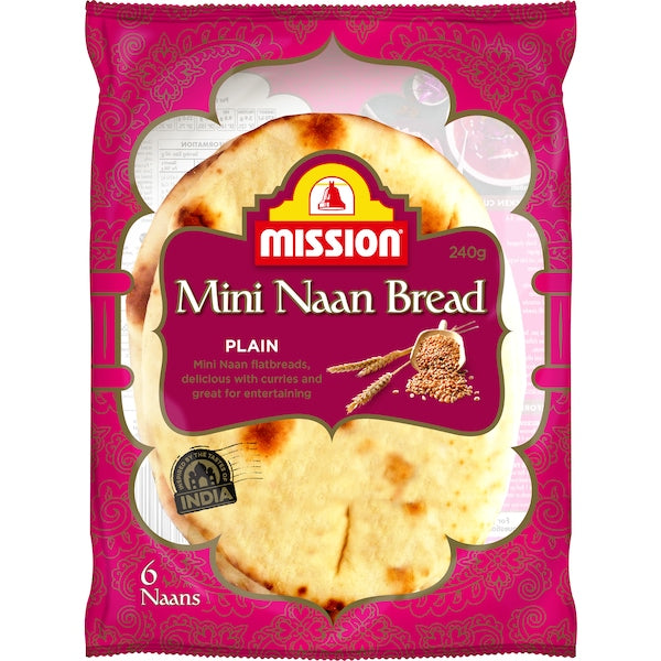 Mission Mini Naan Bread Plain 6pk 240g