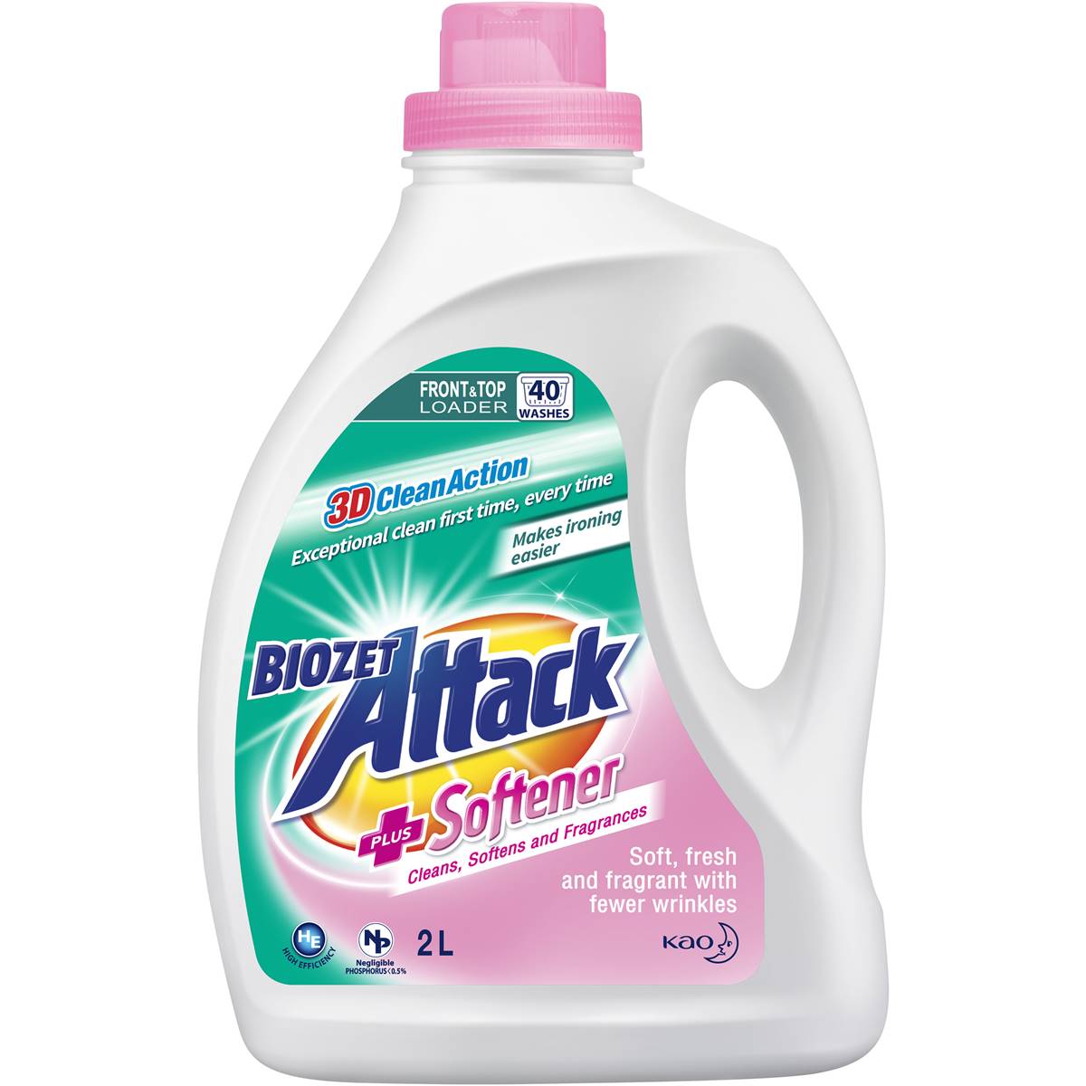 Biozet Attack Front & Top Loader Liquid Plus Softener 2L