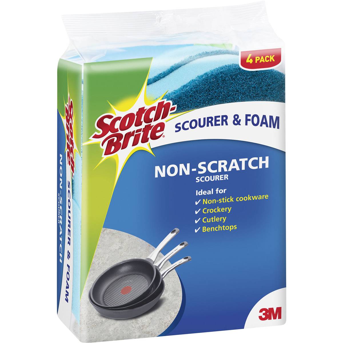 Scotch Brite Non Scratch Scourer 4 pack