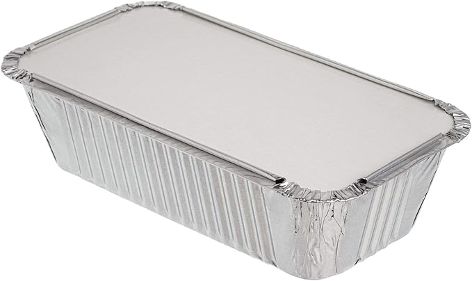 Foil Dish & Lid Small Rectangle 18x9x4cm 10pk