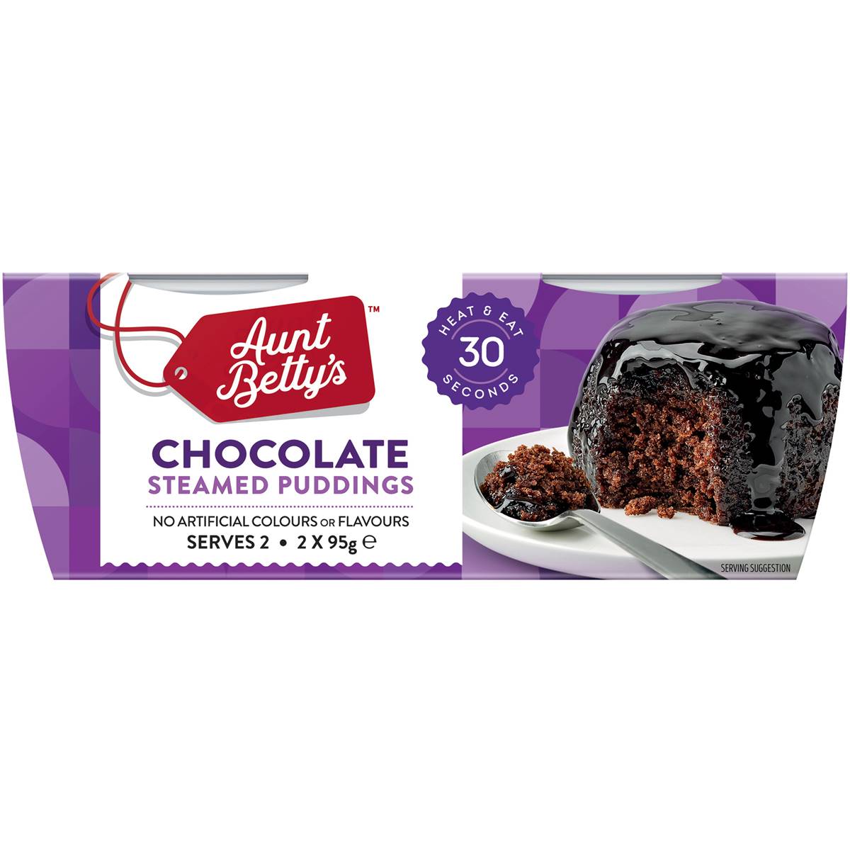 Aunt Bettys Chocolate Steamy Puds 2pk 190g