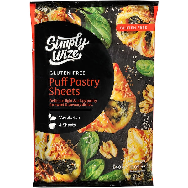 Simply Wize Gluten Free Puff Pastry 4 Sheets 540g