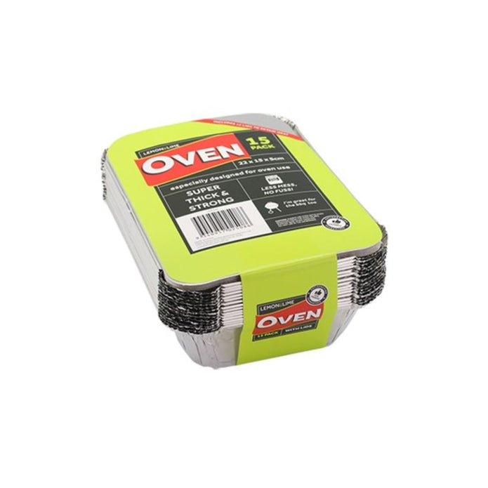 Lemon&Lime Foil Container with Lid 22x15x5cm 15pk