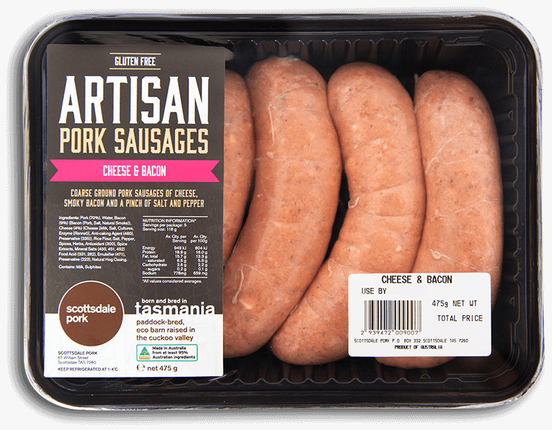 SP Artisan Pork Sausages Cheese & Bacon 475g