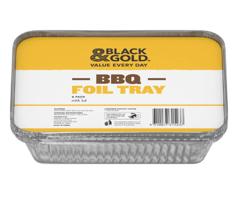 Black & Gold Foil Tray with Lid 6pk