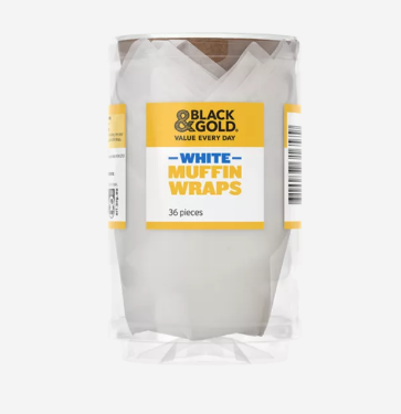 Black & Gold Muffin Wraps 36pk